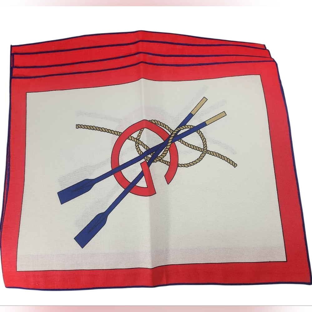 Vintage 1970 Gucci Linen Nautical Set Of 8-  4 Placemats And 4 Napkins - Picture 3 of 13
